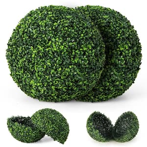 19 in. Height Green Artificial Boxwood Topiary Balls Sun-Protection Indoor and Outdoor Greenery Decoration (set of 2)
