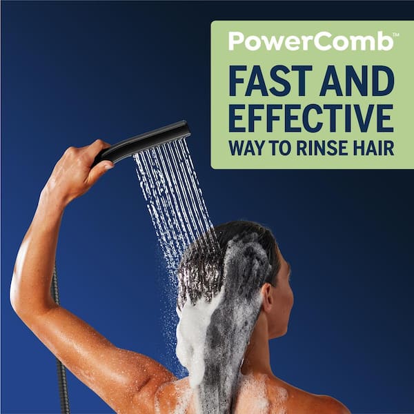 12-Spray High Pressure 1.8 GPM 5 in. Wall Mount Dual Shower Head and Handheld Shower Head in Matte Black 12-Spray High Pressure 1.8 GPM 5 in. Wall Mount Dual Shower Head and Handheld Shower Head in Matte Black