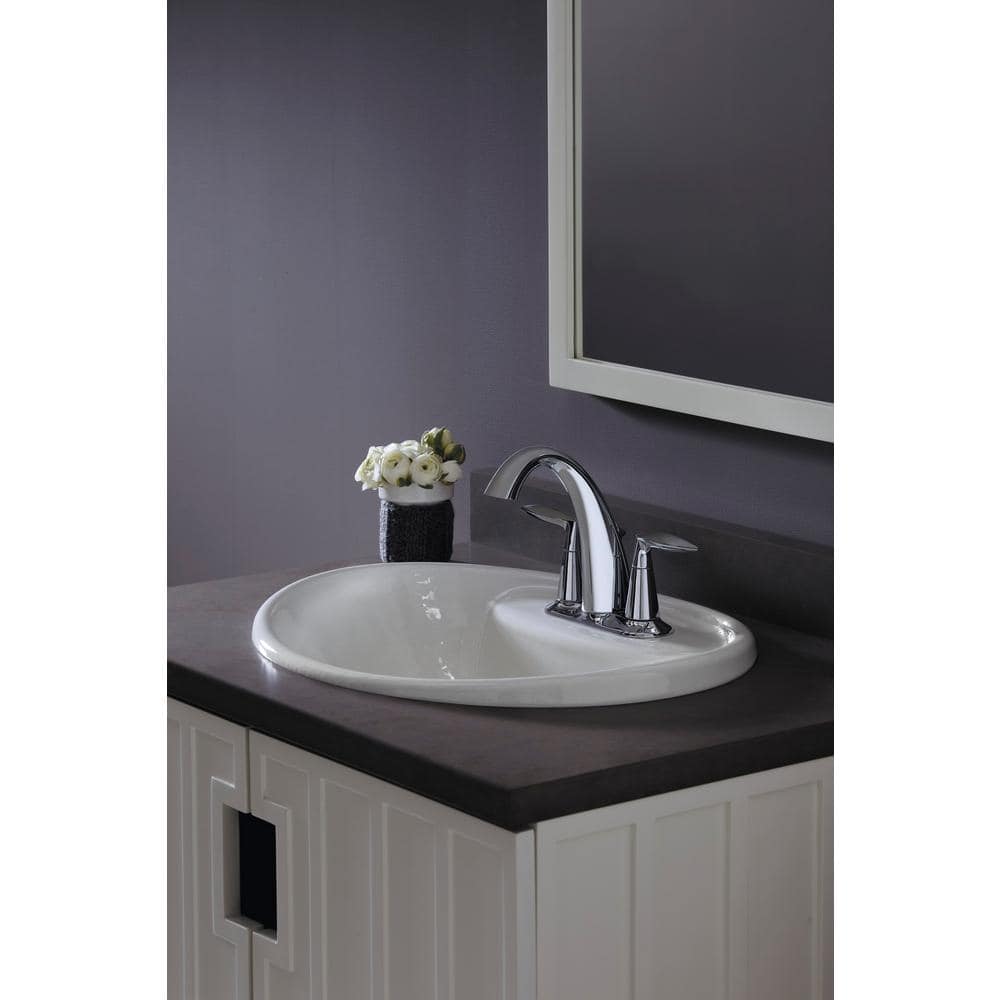 Alteo High Arc 4" Centerset Polished Chrome Double Handle Bathroom Faucet