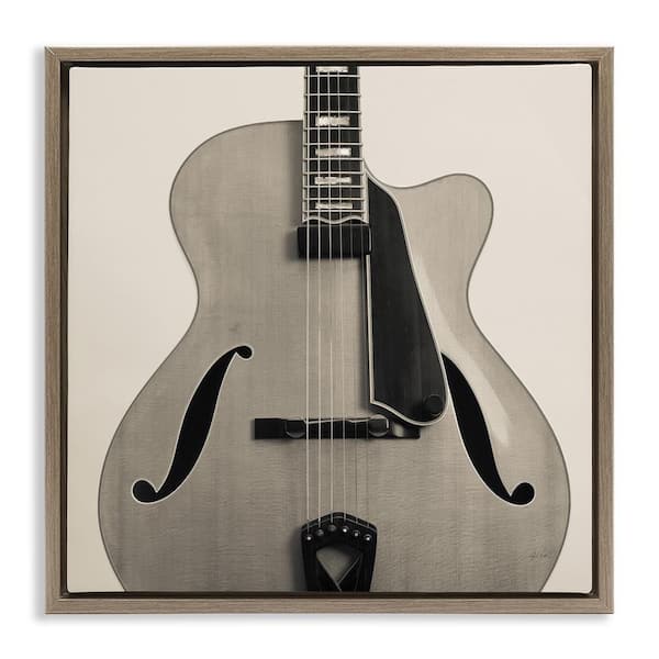 Stupell Industries Simple Chic Guitar by Deborah Revell Brown Floater Frame Music Graphic Art Print 25 in. x 25 in.