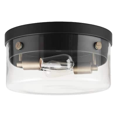 Globe Electric Edinburg Black Iron LED Integrated Flush Mount Ceiling ...