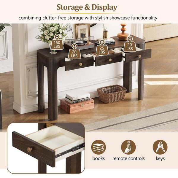 Harper & Bright Designs Rustic 52 in. Espresso Rectangle Wood