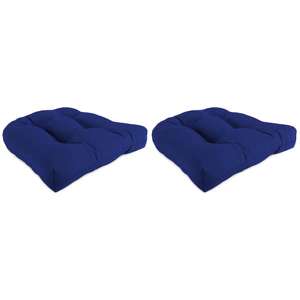 Jordan Manufacturing 19 in. L x 19 in. W x 4 in. T Outdoor Square Wicker Seat Cushion in Veranda Cobalt (2-Pack)