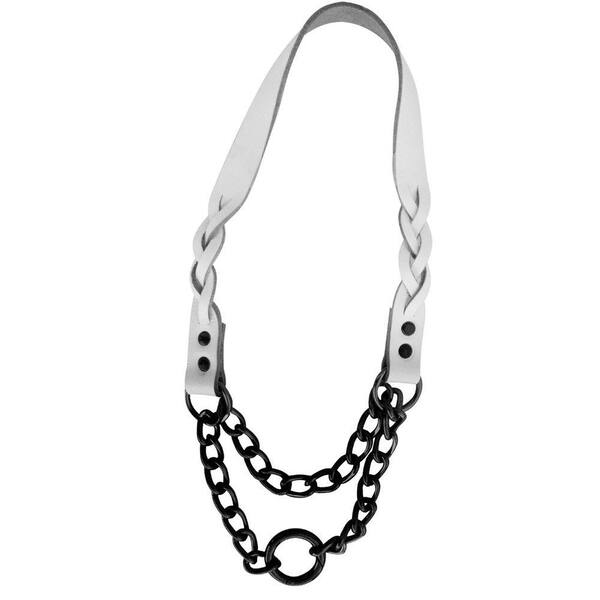 Platinum Pets 15 in. Braided White Leather Martingale in Black
