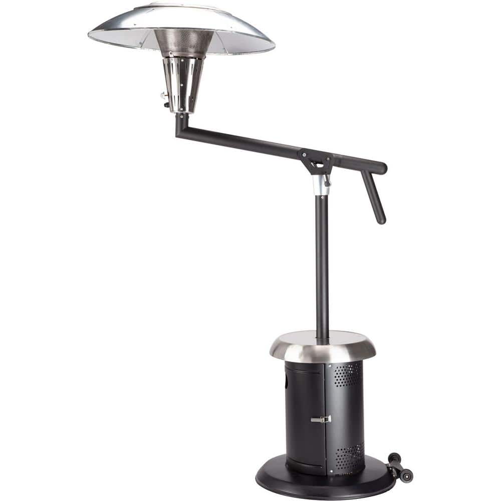 Extra Large Black and Silver Propane Patio Heater with Drink Table