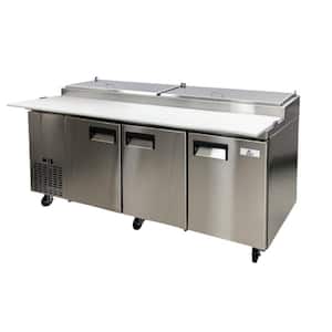 92 in. 24.2 cu. ft. Commercial Pizza Prep Table Refrigerator Cooler in Stainless Steel
