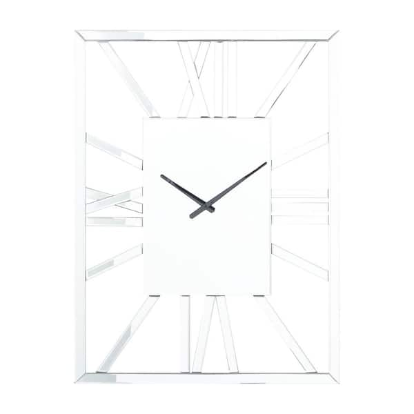 Litton Lane 2 in. x 32 in. Silver Glass Wall Clock