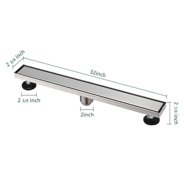 Interbath INGL32BADSNS 32'' W Linear Grid Shower Drain