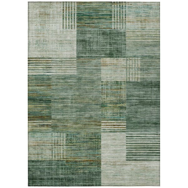 Chantille Machine Washable Indoor/Outdoor Abstract ACN2149 Teal 9 ft. x 12 ft. Area Rug