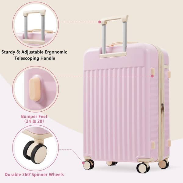 Merax 5 Bags 5-Piece Pink Expandable ABS Hardshell Luggage Set
