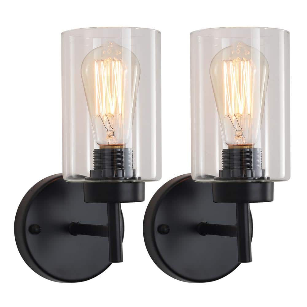 ADSENSTY 7.4 in. 1-Light Black Modern Dimmable Wall Sconce Bathroom ...