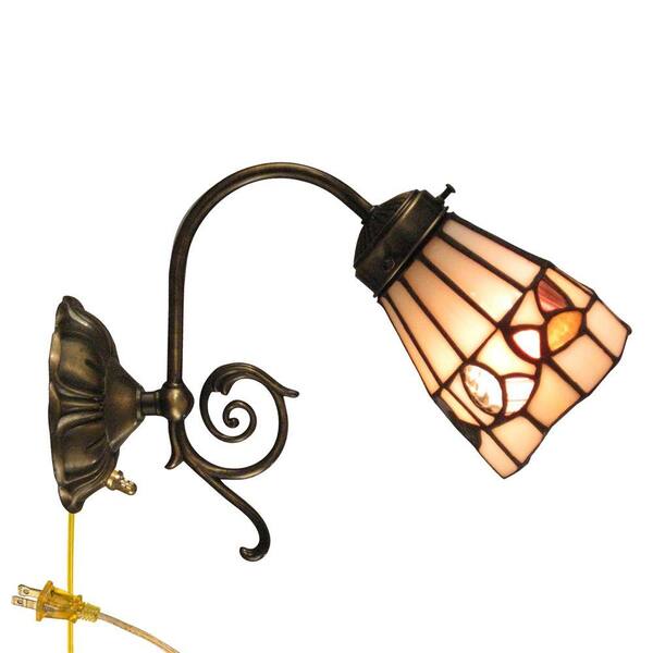 Dale Tiffany 1-Light Antique Brass Sconce with Art Glass