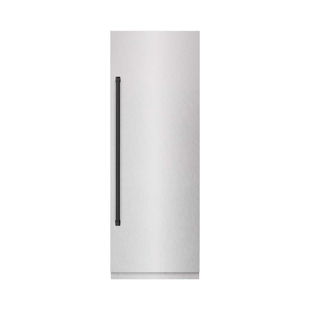 Autograph Edition 30 in. Satin Steel Column Refrigerator with Graphite Gray Interior and Matte Black Accents