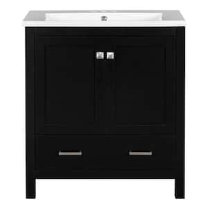 29.50 in. W x 17.50 in. D x 33.00 in. H Bath Vanity Cabinet without Top in Black Unassembled, Soft Closing Door