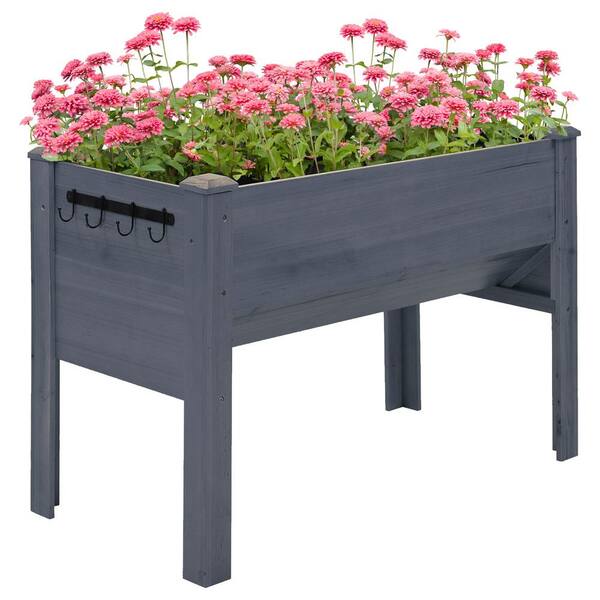 Reviews for Outsunny 48 in. Gray Raised Garden Bed with Tool Hooks Pg
