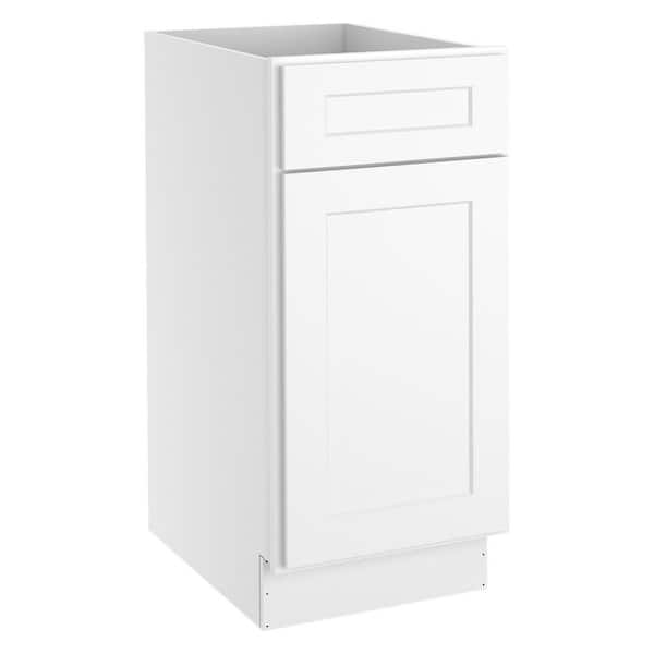 HOMEIBRO 15 in.W x 24 in.D x 34.5 in.H in Shaker White Plywood Ready to Assemble Base Kitchen Cabinet with 1-Drawer 1-Door