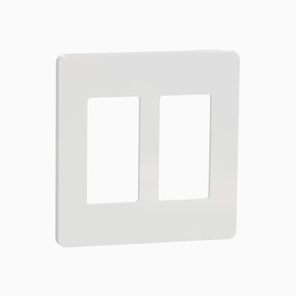 Square D X Series 2-Gang Standard Size Screwless Rocker Light Switch Wall Plate Cover Plate Matte White