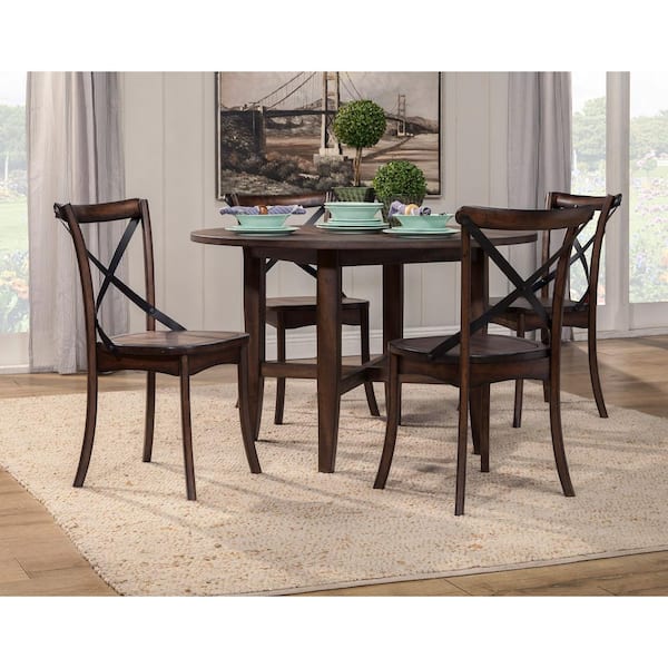 Arendal Burnished Dark Oak Wood 47 in. W 4 Legs Dining Table Seats 6