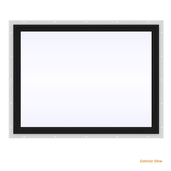48 in. x 36 in. V-2500 Series Bronze Exterior/White Interior FiniShield Vinyl Picture Window w/ Low-E 366 Glass