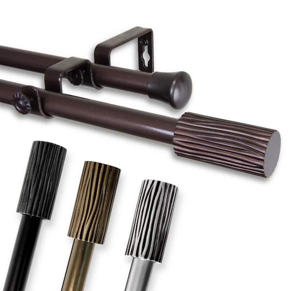 EMOH 3/4" Dia Adjustable 28-48" Double Curtain Rod with Cedar Finials in Cocoa