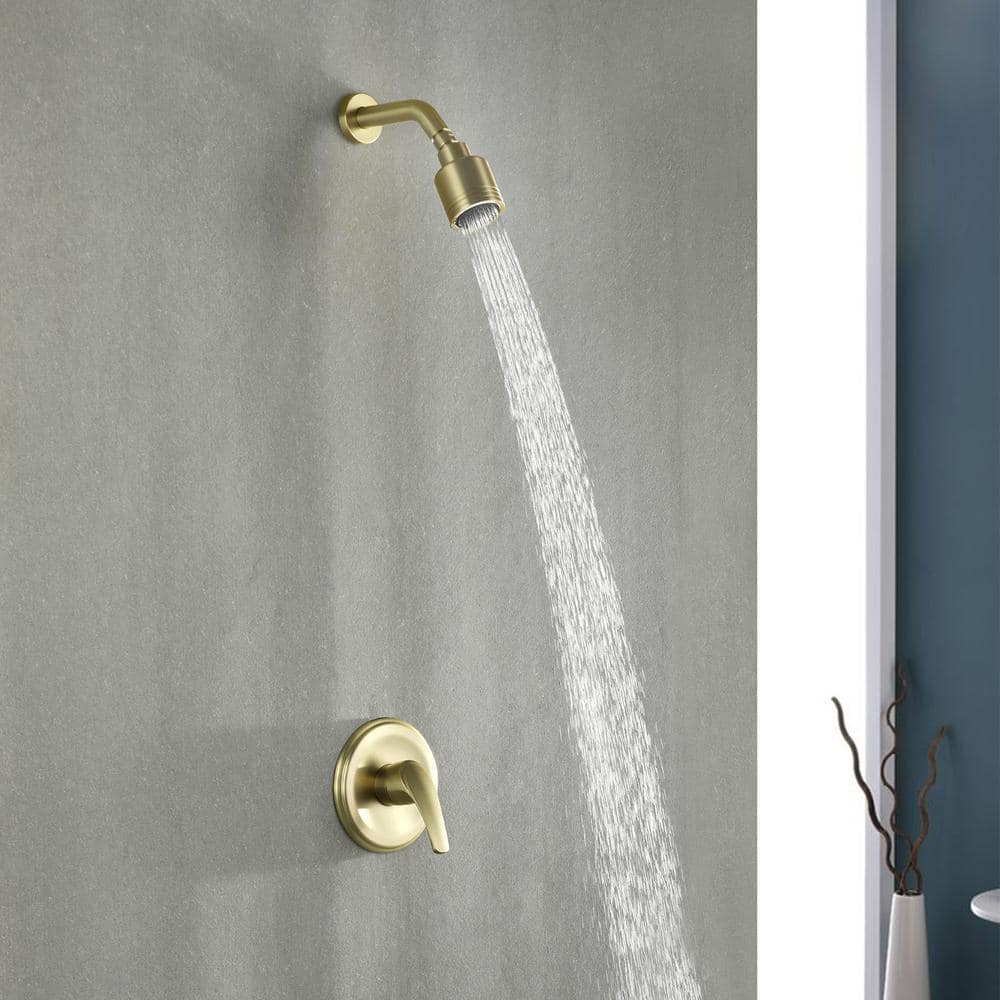 Brushed Gold Wall Mounted Rain Shower Faucet Set