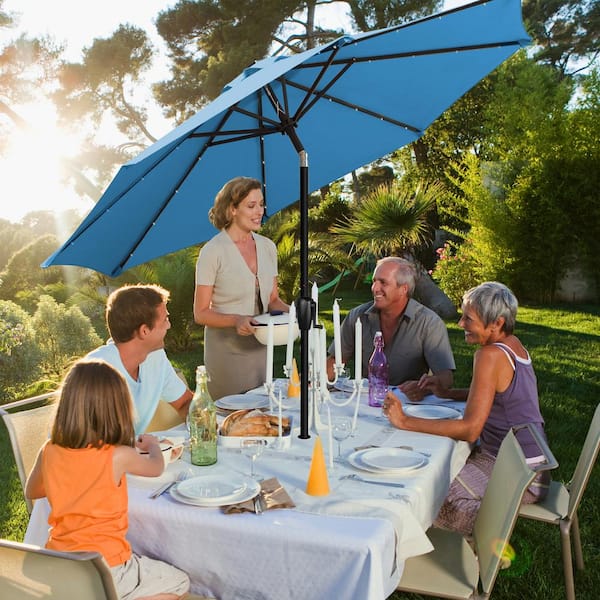 8 round patio umbrella Outsunny 10' x 8' Market with Crank and Tilt, Orange This commercially rated modern umbrella offers shade to any outdoor space PURPLE LEAF Patio Market Umbrella