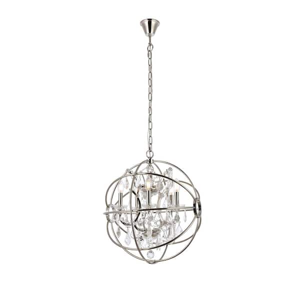 Unbranded Timeless Home 20 in. 5-Light Polished Nickel Pendant Light, Bulbs Not Included