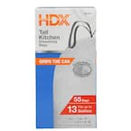 HDX 13 Gal. FLEX White Drawstring Kitchen Trash Bags (55 Count)