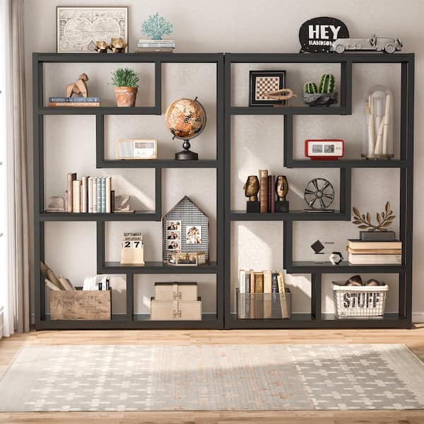 Jeni 63 Tall Metal Wood Bookcase | Bookshelf | Display Unit Silva Green & Black