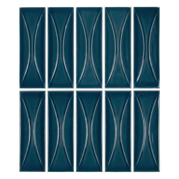 3D Eye Deco Blue 10.23 in. x 11.8 in. Glazed Recycled Glass Handmade Wall Mosaic Tile (4.2 sq. ft. /Case)