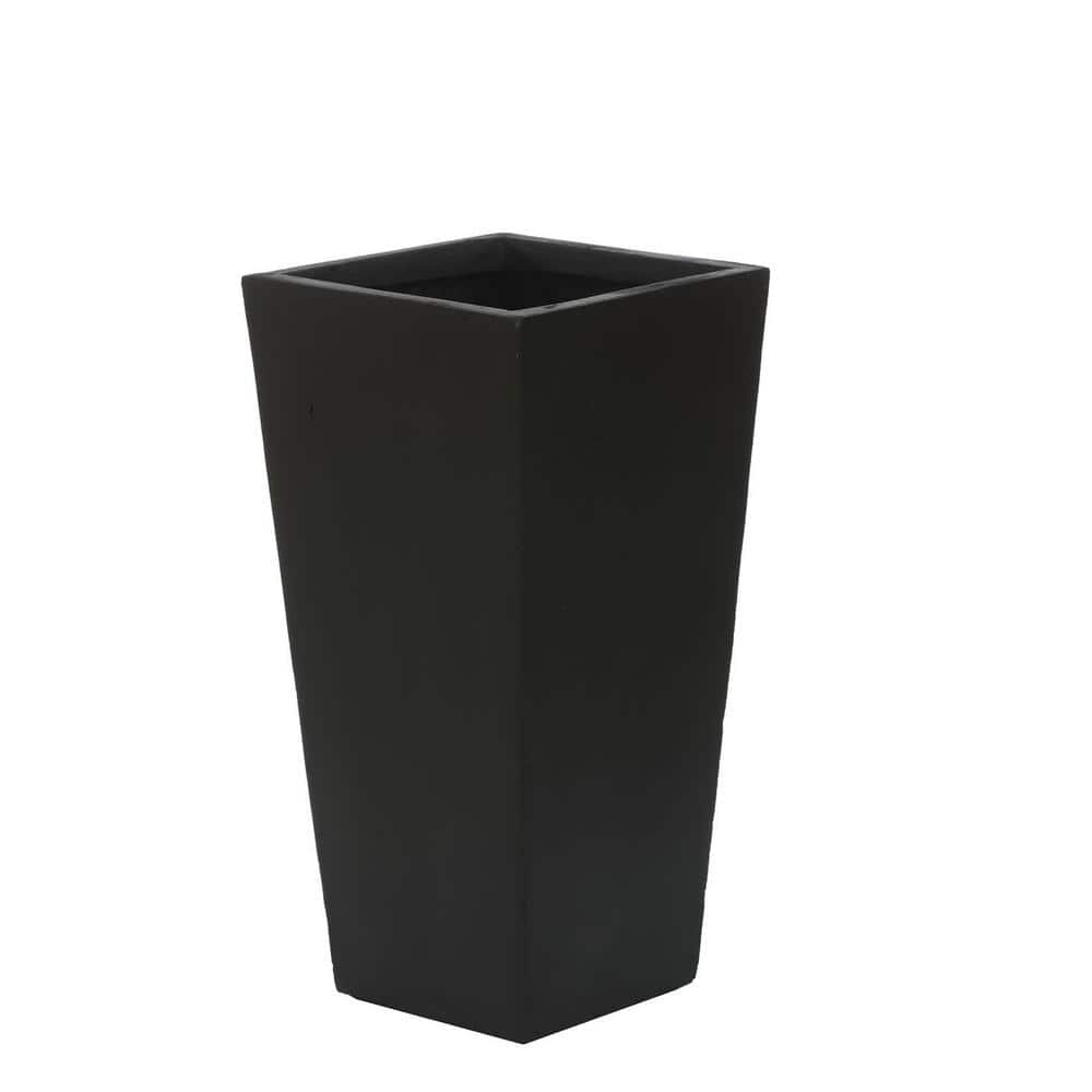 Black Fiberclay 18.5" Tall Tapered Square Planter