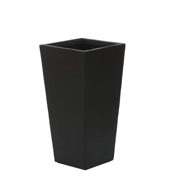 LuxenHome 18.5 in. H Black MgO Composite Decorative Pot