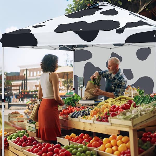10 ft. x 10 ft. Multi-Colored Instant Canopy Pop Up Tent with 1-Sidewall, Wheeled Bag and 4-Weight Bags