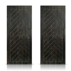 72 in. x 96 in. Hollow Core Charcoal Black Stained Solid Wood Interior Double Sliding Closet Doors