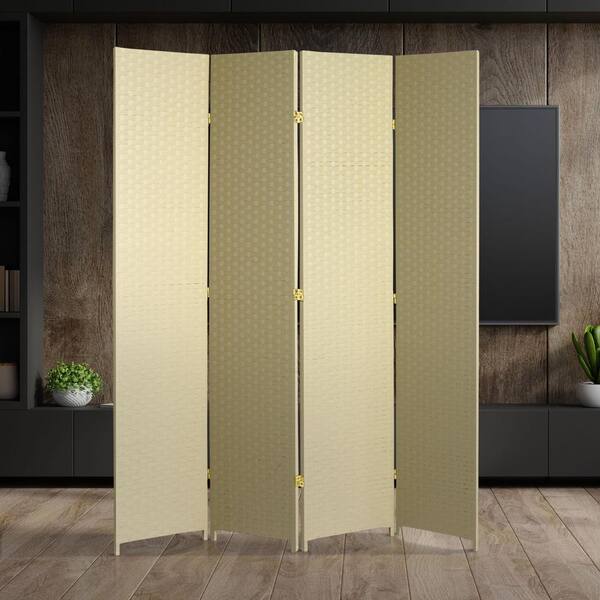Oriental Furniture 7 ft. Cream 4Panel Room Divider SS7FIBERCRM4P