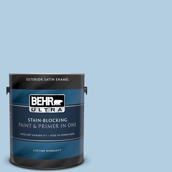 BEHR ULTRA 1 gal. #UL230-10 Crystal Waters Satin Enamel Exterior Paint and Primer in One