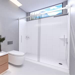 Winter White-Tetherow 60 in. L x 30 in. W x 83 in. H Base/Wall/Door Rectangular Alcove Shower Stall/Kit Chrome Right