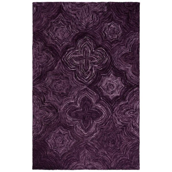 Ikat 4 ft. x 6 ft. Purple Floral Swirl Area Rug