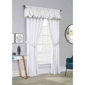 Prescott White Polyester Solid 80 in. W x 63 in. L Rod Pocket Indoor Room Darkening Curtain (5-Piece Set)