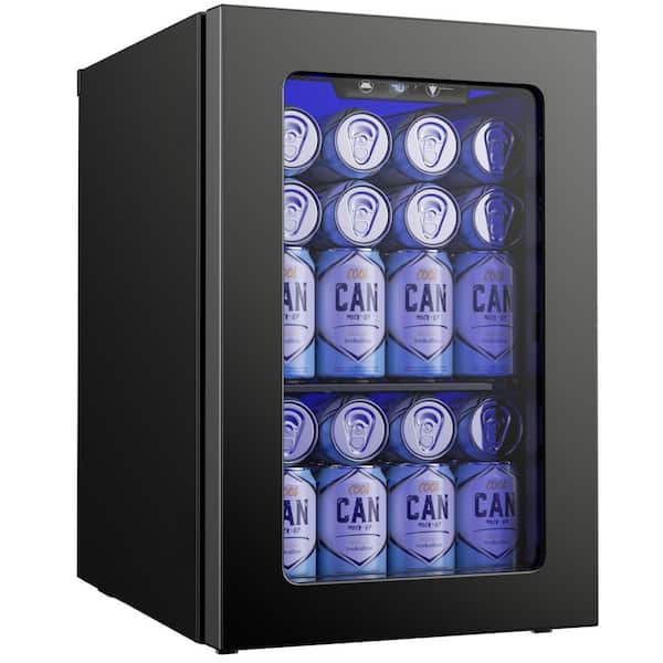 15 in. Single Zone 6-Wine Bottles and 24-Cans Beverage and Wine Cooler in Black with UV protection