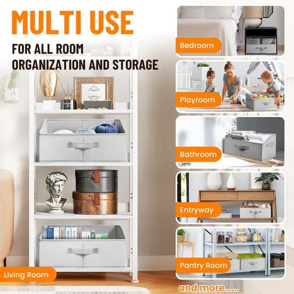 Afoxsos Grey 16 in. x 8 in. Fabric Trapezoid Storage Bins with