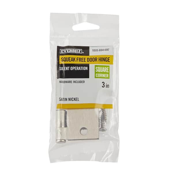 Everbilt 3 in. Square Radius Satin Nickel Squeak-Free Door Hinge