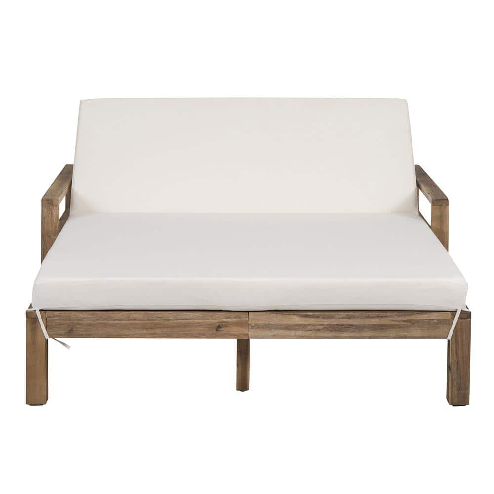 Seating 2-People Solid Wood Outdoor Day Bed, Farmhouse-Styled Sunbed for Ul