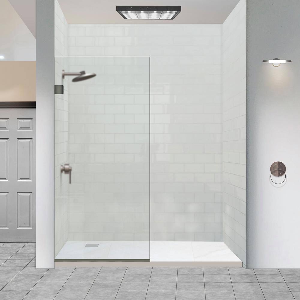 36" x 60" Clear Glass Frameless Shower Door with Brushed Nickel Finish