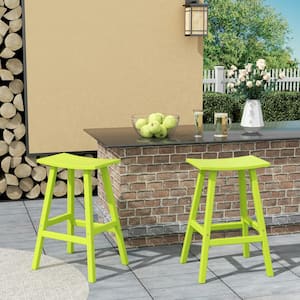 Franklin Lime Green 29 in. Poly HDPE Fade Resistant Outdoor Patio Saddle Seat Pub Height Bar Stool (Set of 2)