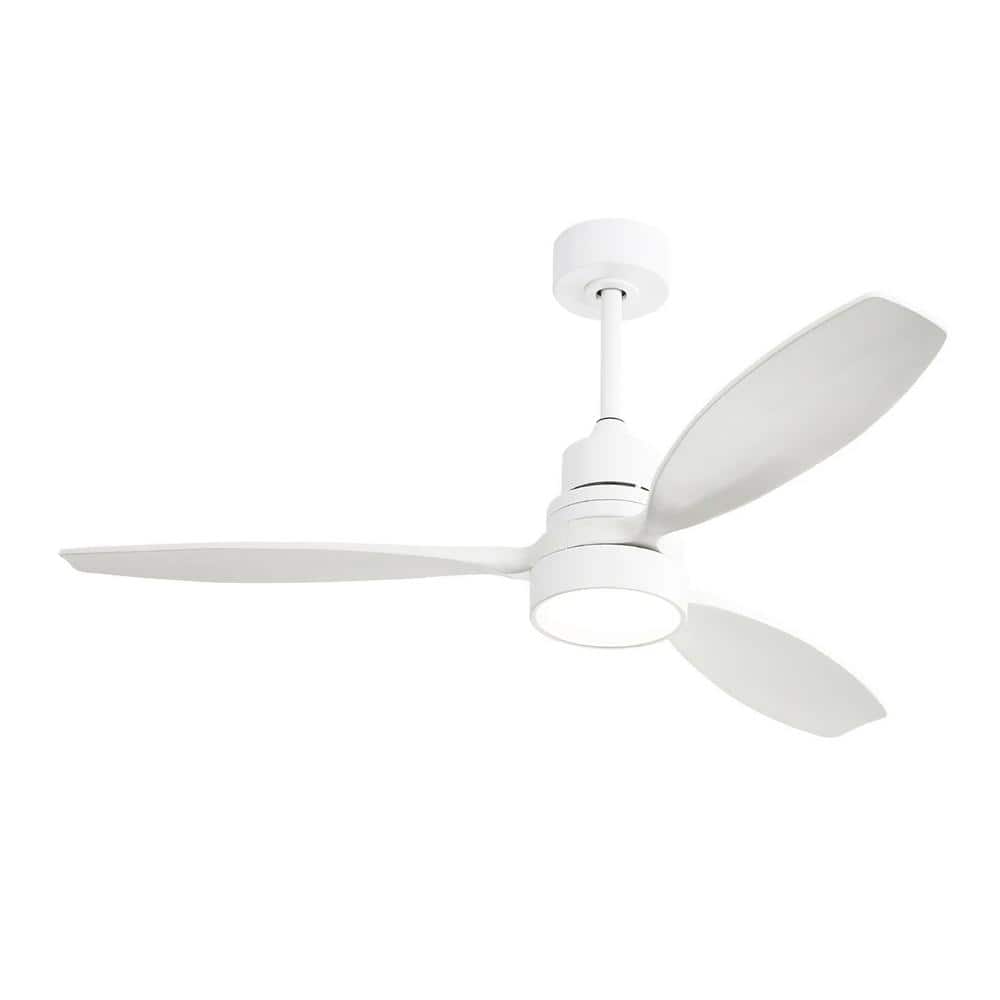 4.3 ft. Matte White Ceiling Fan with Light and 3 Solid Wood Blades Remote C