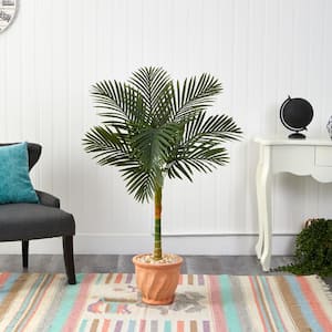 4.5 ft. Golden Cane Artificial Palm Tree in Terracotta Planter