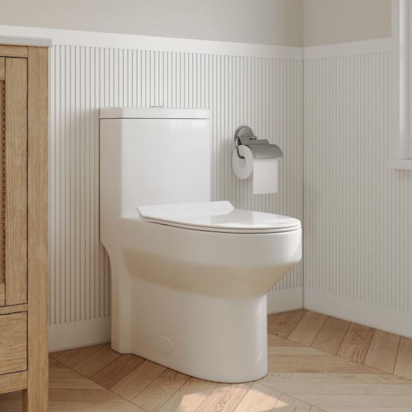 Liberty 1-Piece 1/1.6 GPF Dual Flush Compact ADA Chair Height Round Toilet in White 12 in. Rough In Size, Seat Included
