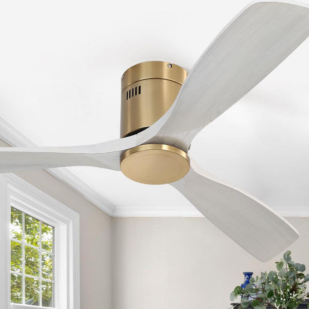52 in. Indoor/Outdoor Gold Low Profile Wood Ceiling Fan Without Light, 6-Speed DC Motor and Remote Control price history on PriceWatchPro