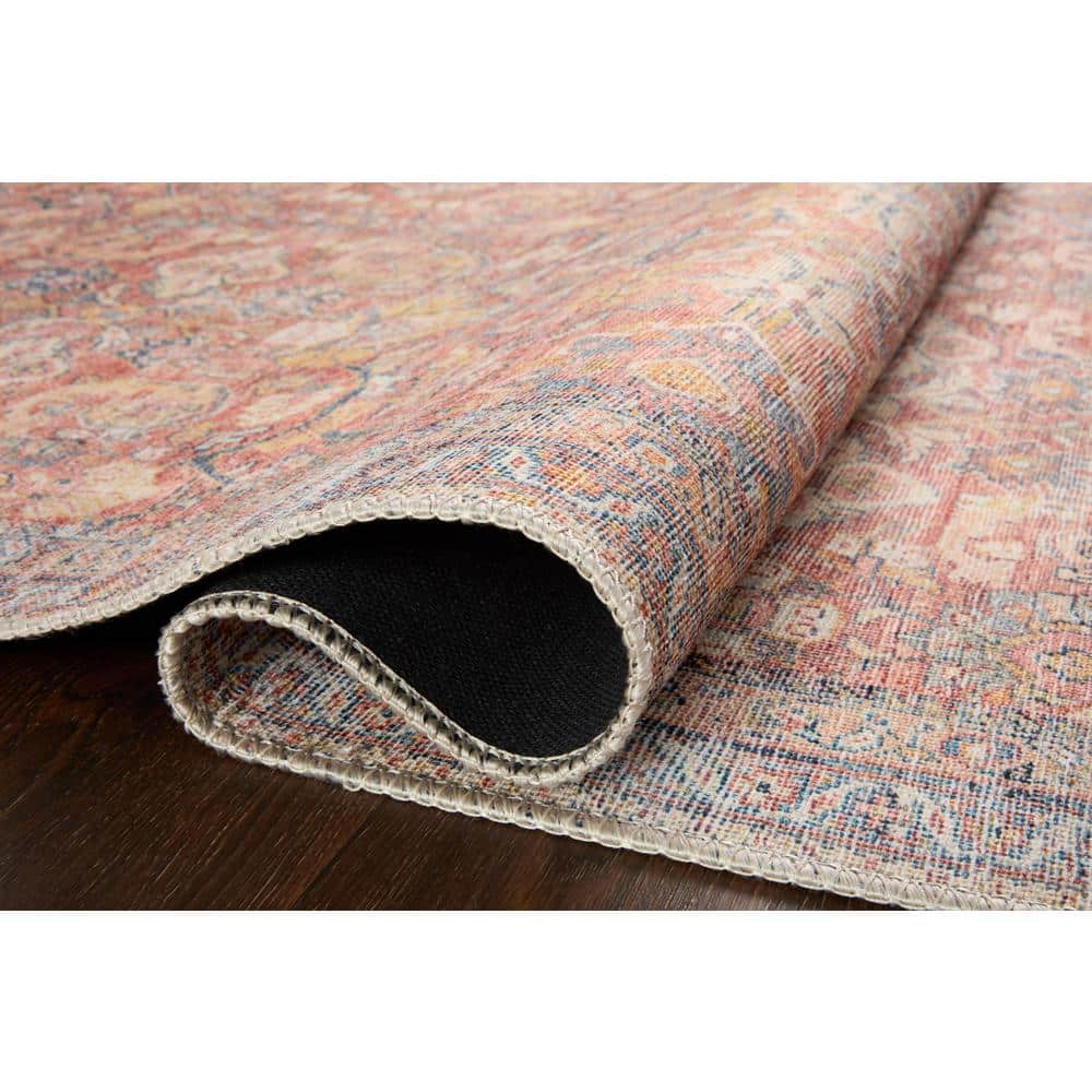 Adrian Rust and Denim Oriental Synthetic Area Rug